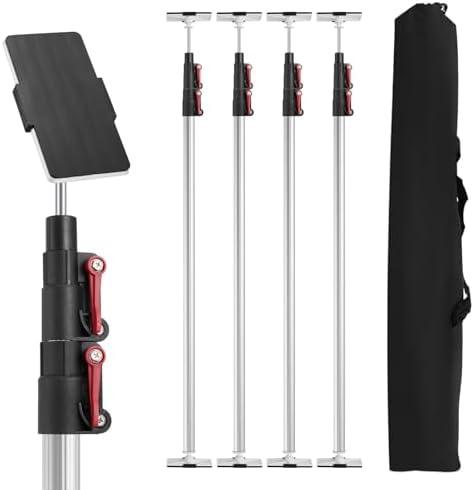 10FT Dust Barrier Poles 4 Pack withCarry Bag, Stainless Steel Retractable Zipper Wall Poles Kit for Renovation, Remodeling and Isolation Work