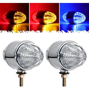 Partsam 2pcs 3.5" Double Face Amber/Red/Blue 32LEDs Watermelon Lights for Semi Truck, Pedestal Light,Turn Signal Marker Lights for 12V-24V Heavy Trucks