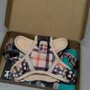 PoyPet No Pull Dog Harness, [Release on Neck] Reflective Adjustable No Choke Pet Vest with Front & Back 2 Leash Attachments(Checkered Beige,XS)