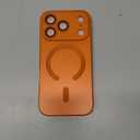 Magnetic for iPhone 17 Pro Case, Compatible with MagSafe, Built-in Camera Lens Protector, Slim Thin Soft Silicone Bumper Shockproof Metallic Luster Phone Case (Orange)