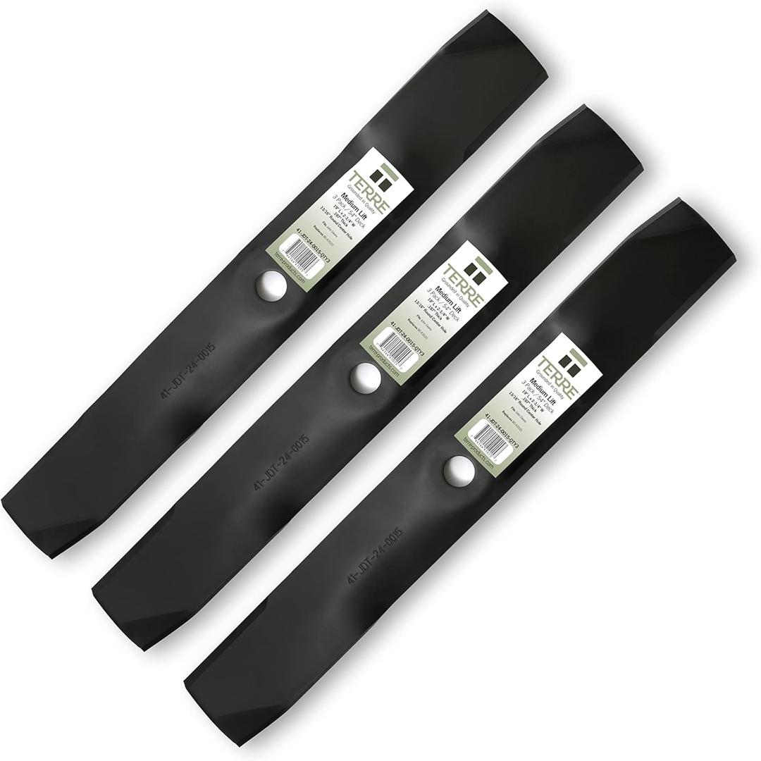 Terre Products, 3 Pack Medium Lift Lawn Mower Blades, 54 Inch Deck, Compatible with John Deere LX280, X380, X384, X390, X394, GX255, GX325, GX335, Z425, Z435, Z445 and More, Replaces M143520, UC22010