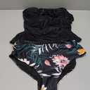 Eomenie Womens Halter Tankini Bathing Suit Ruched Tummy Control Two Piece Swimsuit with Bottom (Large, Black Floral)
