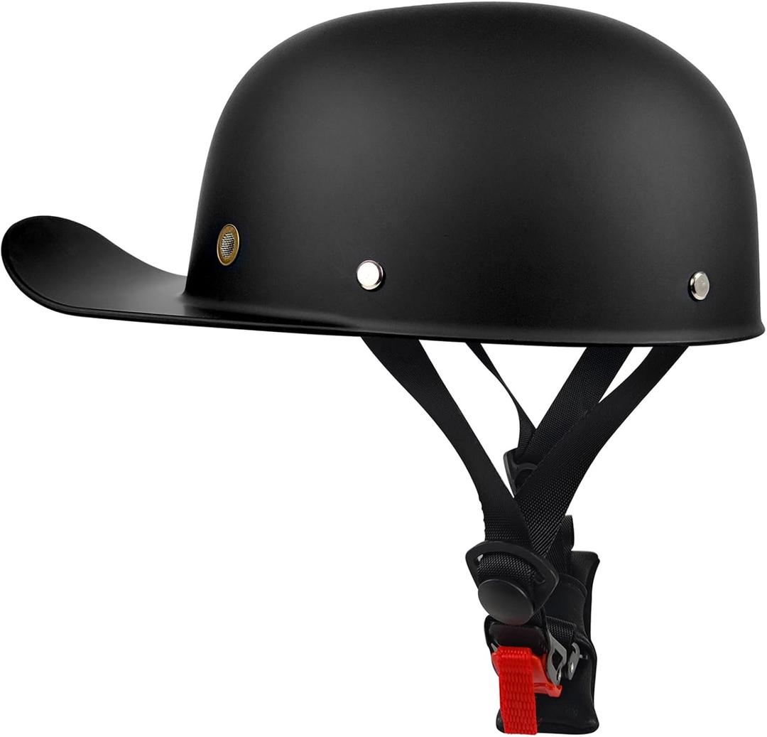 Vintage Motorcycle Helmet Men and Women Adults Open-Face Motorbike Helmets Retro Half Helmet Fashion Baseball Cap Casco DOT Approved (Medium, Matte Black)