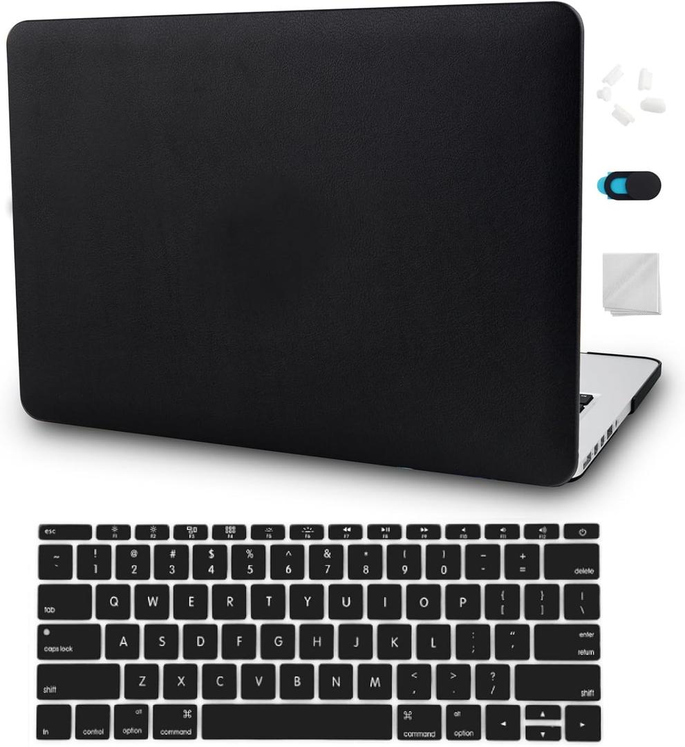KECC Case Compatible with MacBook Air 13 inch Case A1932 Retina Display + Touch ID ltalian Leather Hard Shell + Keyboard Cover + Sleeve + Screen Protector + Webcam Cover 