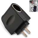 Downhill AC to DC Converter, Cigarette Lighter Adapter to Wall Plug, 220V to 12V Converter, Car Device Wall Plug Adapter, Universal for Most Cars (Black), Pack 2