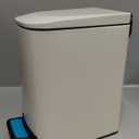 Cesun Small Bathroom Trash Can with Lid Soft Close, Step Pedal, 6 Liter / 1.6 Gallon Stainless Steel Garbage Can with Removable Inner Bucket, Anti-Fingerprint Finish (Creamy White)