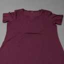 Cotton/ Lycra V-Neck T Shirt With Cuff Sleeves - L,Burgundy