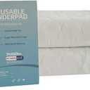 Careboree Pack of 2 Cotton Top-Layer Reusable Tuckable Underpads Incontinence Bed Pads Queen 34"X60" Washable 21" Wings