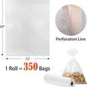 12" x 20" Clear Plastic Produce Bag on a Roll, Food Storage Bags for Vegetables, Bread, Fruits and Meat, Easy To Tear, Continuous Roll- 350 Bags/Roll - [4 Rolls]