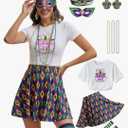 Laqeyko Womens's Outfit for Mardi Gras,Mask Headband Necklace, M