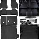 Floor Mats & Trunk Mat & Backrest Mat for 2022-2024 2025 Jeep Grand Cherokee 5 Seats(Non L or WK),TPE All Weather Protection Car Floor Liners with Cargo Liners Covering The Backrest (2022-25 Grand Cherokee 5 Seats)