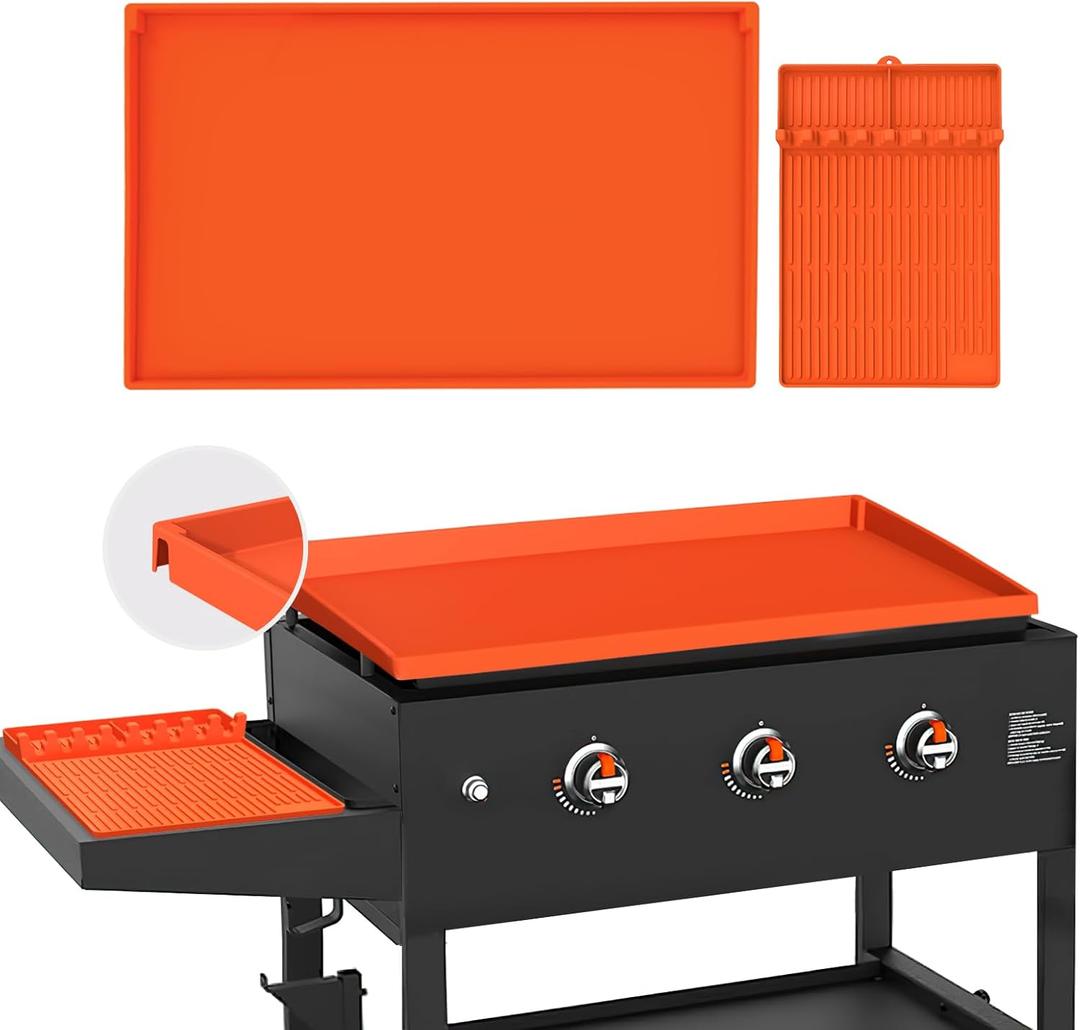 Full-Edge 28" Blackstone Silicone Griddle Cover, Includes 16" Silicone Spatula Mat, Premium Food-Grade Blackstone Griddle Accessories, Reusable Top Protector, Ideal for All-Season Outdoor Use (28 inches + 16 inches (Except 28" XL PRO Series))