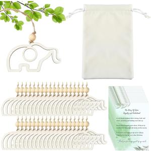 Thyle 36 Sets Elephant Friendship Ornaments with Story Cards White Velvet Bags Elephant Sister Gifts for Women Wooden Sisterhood Christmas Ornaments Gifts for Friends