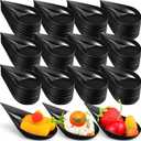 400 Pcs 4 Inch Plastic Appetizer Spoons Tasting Disposable Mini Appetizer Plates Tear Drop Serving Dessert Teardrop Asian Spoon for Party Dessert Dishes Catering(Black)