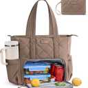 Lunch Tote Bag for Women, 3 in 1 Work Bag with Lunch Compartment | Lightweight 15.6 Laptop Bag w/ 40oz Cup Holder, Puffer Lunch Box Women Cooler Purse for Office Picnic Travel Teacher Nurse