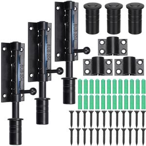 Tandefio 3 Pack 6.3 Inch Slide Bolt Gate Latch with Padlock Hole 304 Stainless Steel Barrel Bolt Latch Heavy Duty Door Security Lock Thickened Door Hardware for Barn Fence Shed Yard(Black)