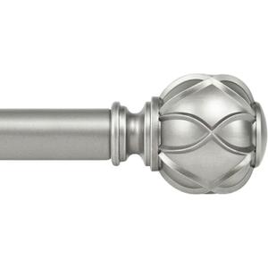 KAMANINA Curtain Rods for Windows 48 to 84 Inch, Antique Silver Heavy Duty Curtain Rod Adjustable, 7/8 Inch Single Decorative Drapery Rod 32 to 86 Inch(2.6-7.1Ft), Netted Texture End