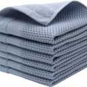 Mia'sDream Cotton Kichen Dish Cloths, Waffle Weave Dish Rags, Soft and Absorbent Dish Towels Hand Towel for Kitchen, 12inchx12inch 6 Pack (Blue)