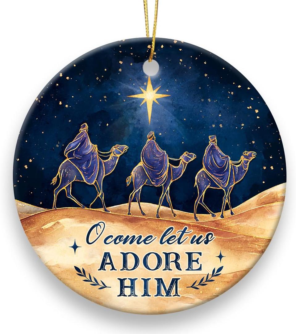 5 x Christian Christmas Ornaments 2025 - Come Let Us Adore Him Nativity Christmas Ornaments, Catholic Faith Idea Gifts, Religious Gifts for Women, Family, Friend, Neighbor