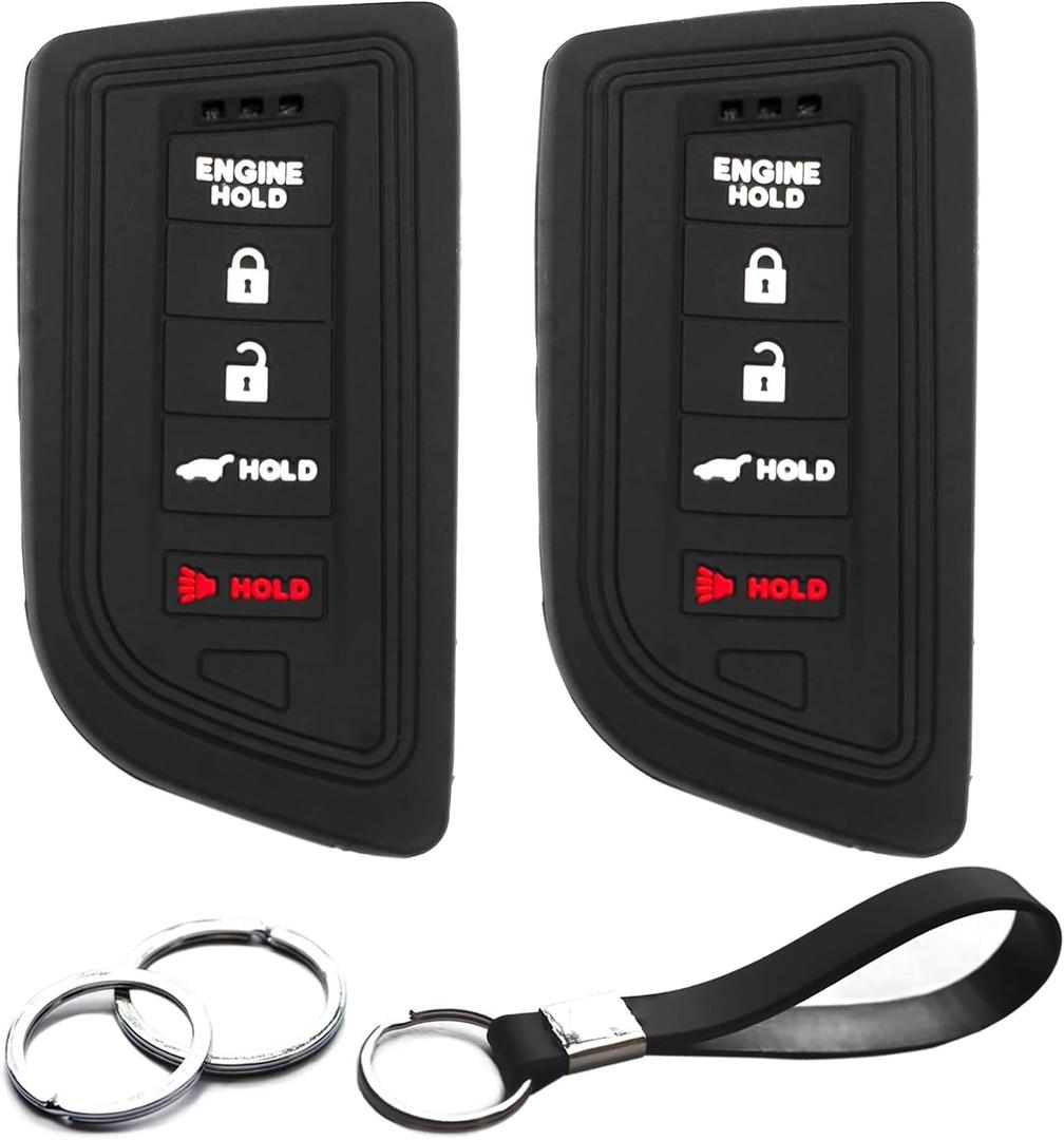 2pcs Compatible with Acura Integra MDX RDX TLX with Engine Hold Key Fob Cover Case Key Chain Smart 5 Buttons Protector Keyless Remote Holder
