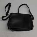 CTM Women's Leather Shoulder Bag Purse with Side Organizer (Black)