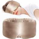 Satin Sleep Mask - Updated Design Light Blocking Eye Mask for Men and Women, Soft and Comfortable Night Sleeping Mask, Eye Cover for Travel/Sleeping (Camel)