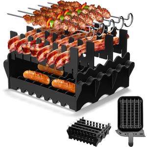 Silicone Air Fryer Rack, 3 in 1 Grill Rack Set Air Fryer Accessories for Ninja DZ071 AF401 AF500 SL400 COSORI 9 QT Air Fryer, Non-Stick & Easy to Clean