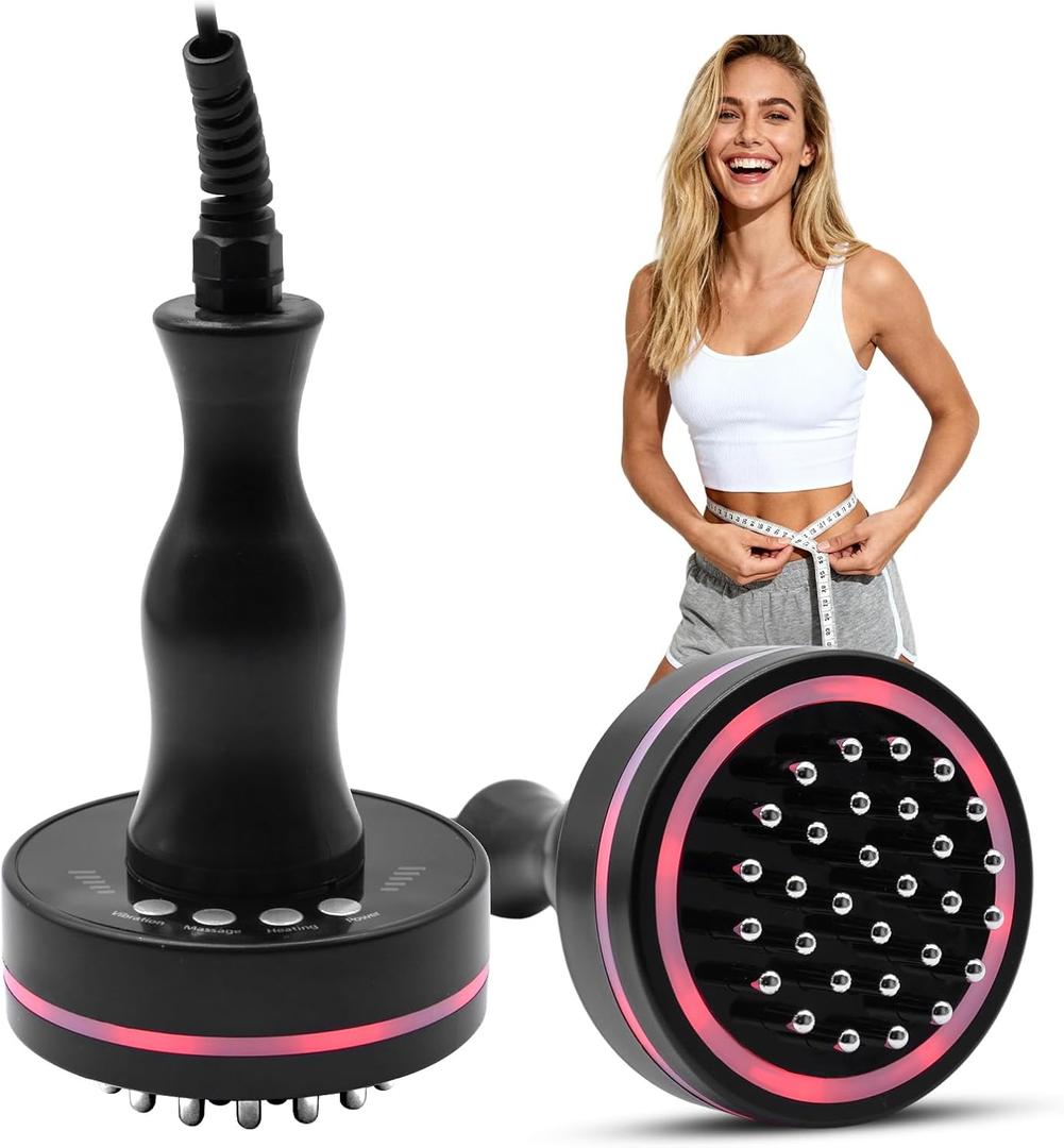 Lymphatic Drainage Massager & Anti Cellulite Massage Tool, Body Sculpting Machine with Microcurrent, Light, Heat & Vibration, Helps Reduce Stretch Marks Cellulite, for Leg, Arms Belly (Black)
