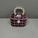 CARIEDO Evening Handbag Women Clutch Purses with Pearl Diamonds for Wedding Prom Birthday Party Dinner Accessories (Purple)