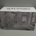 XLHOMO 32122inch Corner Shower Caddy Tension Pole Black, Rustproof DrillFree Shower Shelves for Bathroom Bathtub Washbasin, Adjustable Shower Organizer with 4 Tier Patent Stable Shelves & Towel Bars