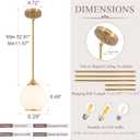 Pendant Lights Kitchen Island,Farmhouse Pendant Light with Milky Glass Globe Shade,6.29" Glass Pendant Light for Brushed Bronze Finish Farmhouse Entryway Dining Room Kitchen Island 1 Light, 6.29" X 6.29" X 59.4" Inches