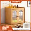 GHWIE Double Layer Bamboo Bread Box - Extra Large Farmhouse Bread Storage with Window (Natural)