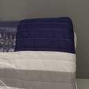 Finlonte 100% Cotton Queen Size Quilt, Navy Blue Striped Lightweight Bedding Sets for All Season, 3 Pieces (Queen(90"x98")