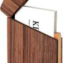 Wood Business Card Holders Wooden Business Card Case Name Card Holder Walnut Card Holder with Magnetic Closure Portable (Black walnut)