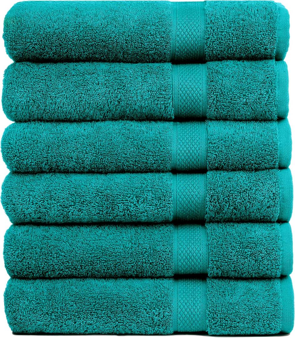 Pleasant Home Bath Towels Set of 6 (24 x 50) 100% Cotton, 515 GSM | Lightweight, Soft & Highly Absorbent Luxury Towels for Bathroom | for Gym, Pool & Spa | 6 Pack, Teal