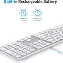 OMOTON Bluetooth Keyboard Compatible with Mac, with Numeric Keypad, Rechargeable Wireless Keyboard Compatible with MacBook Pro/Air, iMac, Mac mini/Pro Laptop and PC (Silver)