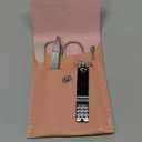 HANTEKAS Travel Manicure Set Professional Nail Clipper Kit-5 Pieces Stainless Steel Manicure Kit, Women Men Grooming kit With Nail Care Tools Beauty Scissors Tweezers (Silver Pink)