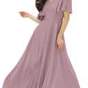 KOH KOH Womens 2025 Long Elegant Bridesmaid Evening Cocktail Modest Maxi Dress (Dusty Pastel Pink)