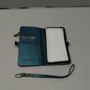 Defencase Compatible with iPhone 16 Plus Case Wallet with RFID Blocking Card Holder for Women Men, PU Leather Magnetic Snap Flip Zipper Strap Wallet Phone Case Fit for iPhone 16 Plus 6.7", Blue Green