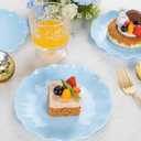 LIYH 20 Pcs Light Baby Blue Plastic Plates Reusable 7.5 Inch - Unbreakable Scalloped Dessert Plates for Weddings Camping Party Outdoor Picnics Dishwasher Safe BPA Free(20Guests)