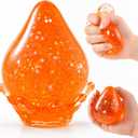 2 x Dream Glitter Drop Squishy, Sugar Droplet Squishy Stress Ball, Water Drop Fidget Toy, Raindrop Squishy Sensory for Anxiety Relief, Slow Rising Squeeze Toy Gift for Birthday (Glitter Orange), 2.36 x 2.36 x 3.55 inches