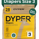 DYPER - Baby Diapers Size 3 Premium Leak Protection Plant Based, Hypoallergenic Diaper for Day and Overnight Skin-Friendly Comfort | Soft Size 3 Diapers (16-28 lbs), 28 Count