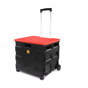 MaxWorks 50830 Collapsible Black Rolling Folding Dolly Cart for Teachers - Multi-Functional Teacher Dolly with Extra Storage, Durable Wheels, and Easy-to-Fold Design for Classroom, Office, Shopping