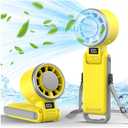 PlayHot Portable Handheld Turbo Fan with Ice Cooling, Rechargeable Personal Fan, Up tp 12Hrs Cooling, 5 Speed 25550RPM Powerful Portable Fan for Travel, Outdoor, Camping, Hiking (Yellow)