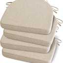 Shinnwa Kitchen Chair Cushions Set of 4, Non-Slip Dining Chair Cushions with Ties and Machine Washable Cover, 4 Pack, 17 x 16.5 x 2in, Light Linen