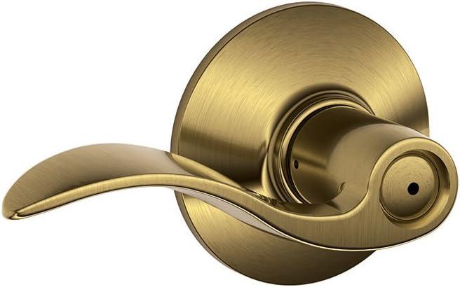 Schlage F40 ACC 609 Accent Door Lever, Bed & Bath Privacy Lock, Antique Brass