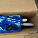 Tall Beach Chairs for Adults, 17" High Backpack Beach Chair with Wooden Armrests, 5 Positions Reclining Heavy Duty Chair with Large Cooler Pouch, Support to 350LBS Striped Blue&Green,1pack