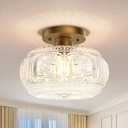 Semi Flush Mount Ceiling Light, Globe Glass Ceiling Light Fixture, Gold Modern Lighting for Hallway Porch Corridor Kitchen Bedroom, Bulb Not Included