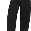 GRAPENT Barrel Jeans for Women Trendy High Waisted Cropped Cargo Pocket Baggy Stretch Denim Pants Wide Leg Tapered Jeans (Small, True Black)