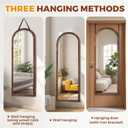 16"x48" Arched Full Length Mirror Solid Wood Wall Mirror with Hanging Strap for Living Room Bathroom Bedroom Entryway - Brown